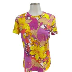 Trina Turk Sommerset Top NWT Short sleeve Size XS Colorful Tropical Floral